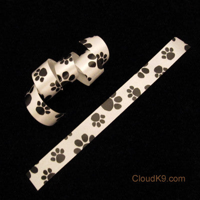 Black Paw Print Ribbon (3/8" Wide)