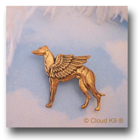 Whippet Guardian Angel Dog Pin