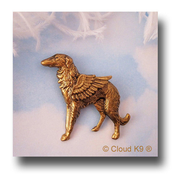 Borzoi Guardian Angel Dog Pin