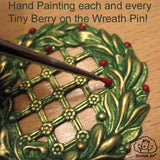 Cavalier King Charles Spaniel Christmas Wreath Brooch Pin