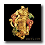 Cairn Terrier & Lilies Hand Painted Brooch Pin (Begging Terrier)