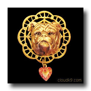 Bulldog Victoriana Filigree Brooch Pin