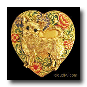 Chihuahua Colorful Heart Brooch Pin