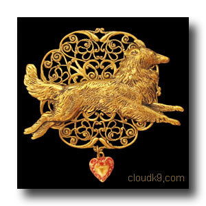 Collie Victoriana Filigree Brooch Pin