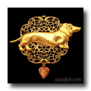 Dachshund Victoriana Filigree Brooch Pin