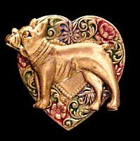 French Bulldog Colorful Heart Brooch Pin