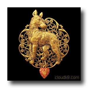 Malinois (Belgian Shepherd) Victoriana Filigree Brooch Pin