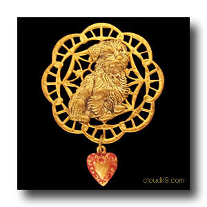 Norfolk Terrier Victoriana Filigree Brooch Pin