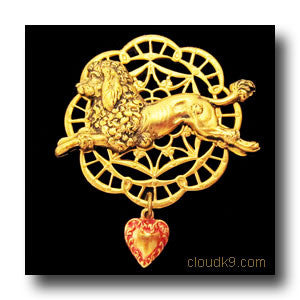 Poodle Victoriana Filigree Brooch Pin