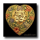 Pug Colorful Heart Brooch Pin