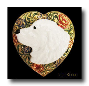 Kuvasz Colorful Heart Brooch Pin