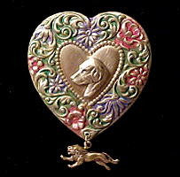 Rhodesian Ridgeback & Lion Colorful Heart Brooch Pin