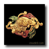 Gordon Setter & Lilies Hand Painted Brooch Pin