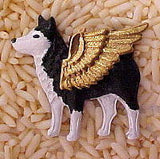 Alaskan Malamute Angel Pin: Sympathy Memorial Jewelry