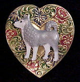 Siberian Husky Colorful Heart Brooch Pin