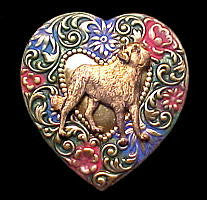 St. Bernard Dog Colorful Heart Brooch Pin