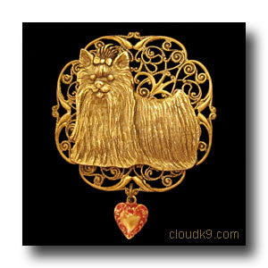 Yorkie Victoriana Filigree Brooch Pin