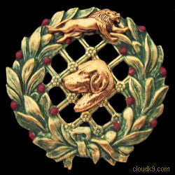 Rhodesian Ridgeback & Lion Christmas Wreath Brooch Pin