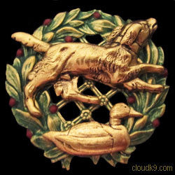 Nova Scotia Duck Tolling Retriever (Toller) Christmas Wreath Brooch Pin