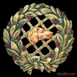 Vizsla Christmas Wreath Brooch Pin