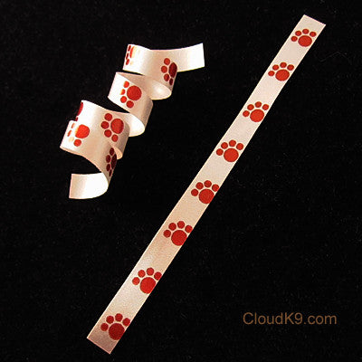 Red Paw Print Curling Ribbon (THIN=1/4" Wide)