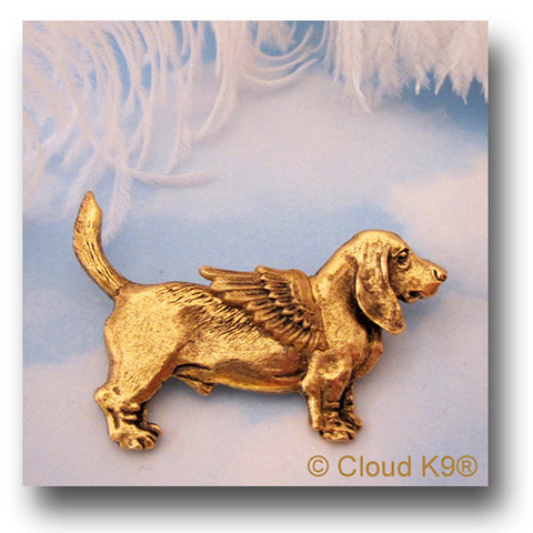 Basset Hound Angel Dog Pin / Jewelry