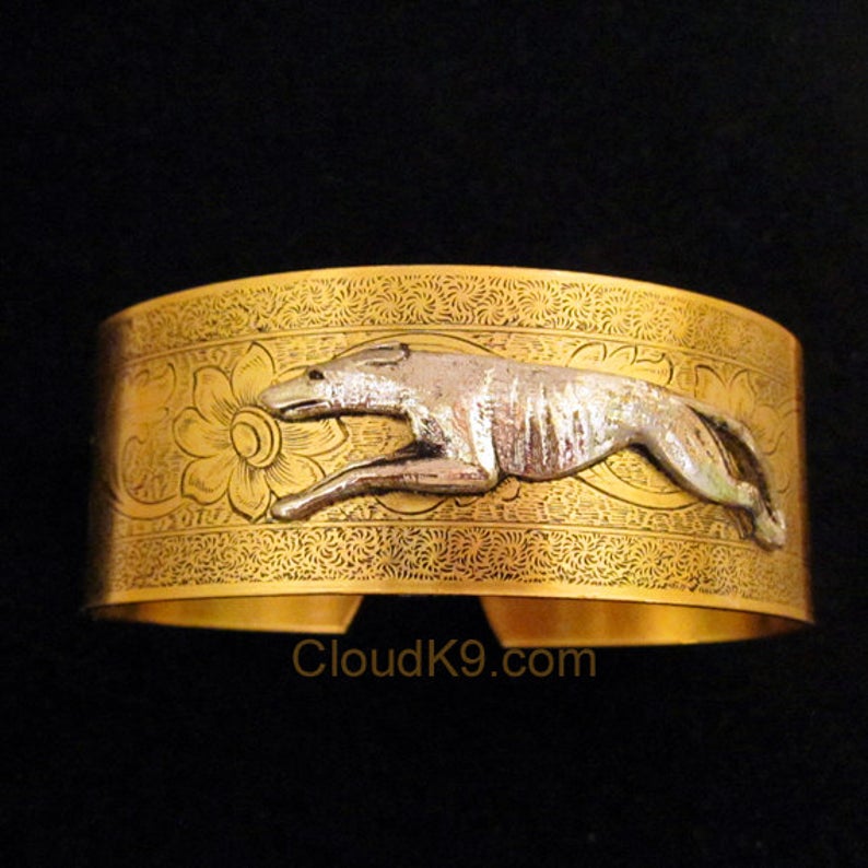 Running Greyhound Cuff Bracelet (Racing Greyhound)
