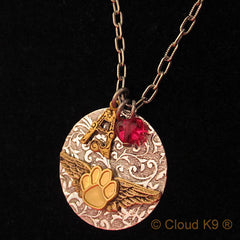 Pet Memorial Necklace: Paw Print with Wings