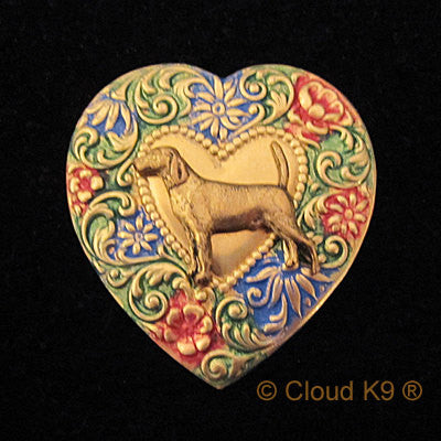 Foxhound Colorful Heart Brooch Pin