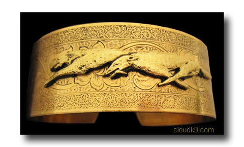 Russian Wolfhound Cuff Bracelet (Racing Wolfhounds)