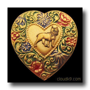 Boston Terrier Colorful Heart Brooch Pin