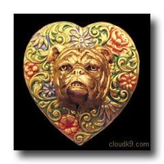 Bulldog Colorful Heart Brooch Pin