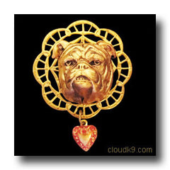Bulldog Victoriana Filigree Brooch Pin
