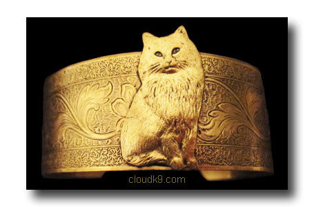 Persian Cat Cuff Bracelet (Long Haired Cat)