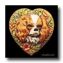 Cavalier King Charles Spaniel Colorful Heart Brooch Pin