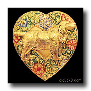 Cocker Spaniel Colorful Heart Brooch Pin