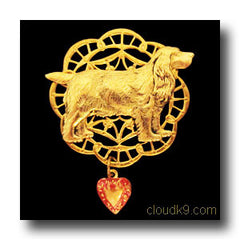 English Cocker Spaniel Victoriana Filigree Brooch Pin