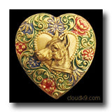 Doberman Colorful Heart Brooch Pin