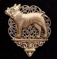 French Bulldog Pedestal Brooch Pin