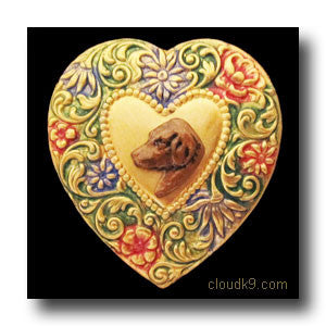 Labrador Retriever (Chocolate Lab) Colorful Heart Brooch Pin
