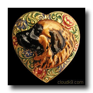 Leonberger Colorful Heart Brooch Pin