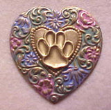 Paw Print on My Heart Colorful Brooch Pin