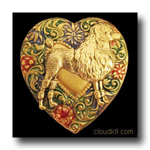 Poodle Colorful Heart Brooch Pin