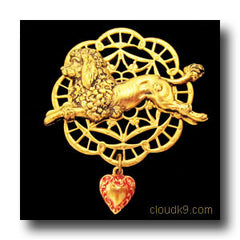 Poodle Victoriana Filigree Brooch Pin