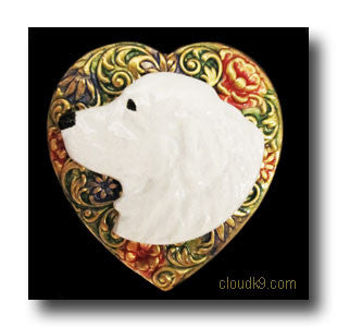 Great Pyrenees Colorful Heart Brooch Pin