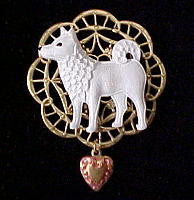 American Eskimo Dog Victoriana Filigree Brooch Pin
