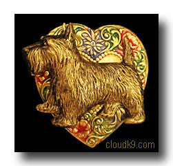Scottish Terrier Colorful Heart Brooch Pin