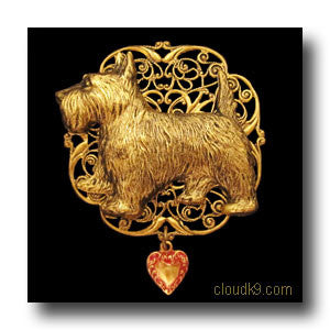 Scottie Victoriana Filigree Brooch Pin