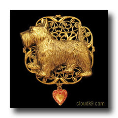 Scottie Victoriana Filigree Brooch Pin