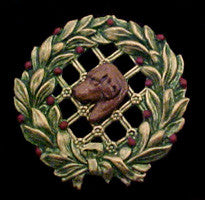 Labrador Retriever (Chocolate Lab) Christmas Wreath Brooch Pin